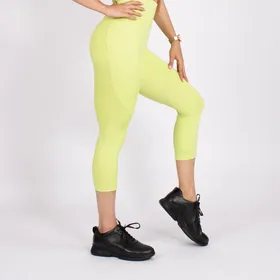 لگ اسلیم افکت جیب‌دار فسفری قد 75 - Agi Slim Effect Leggings Fıstık Yeşili