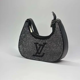 کیف دوشی زنانه مدلLouis Vuitton نگین‌دار مشکی