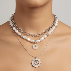 گردنبند دخترانه مدل 3 لاین دریایی