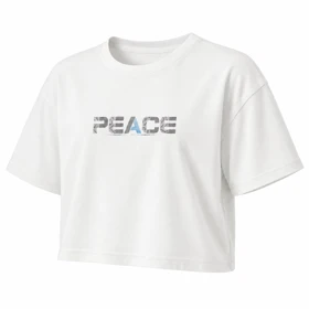 کراپ آستین کوتاه طرح Peace (سفید)