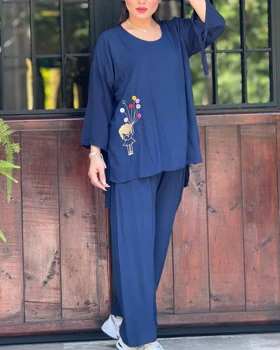 بلوز شلوار طرح بالون 2039 (سرمه ای)