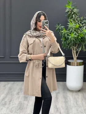 مانتو کمرگت یقه دو دکمه