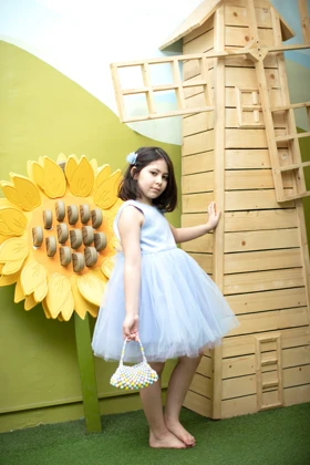 پیراهن تور آبی