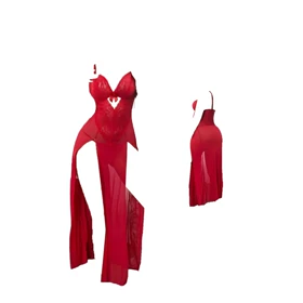 لباس خواب فانتزی بلند قرمز برند فلوریا کد 038
