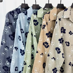 مانتو شومیزی زنانه گل‌دار راه راه