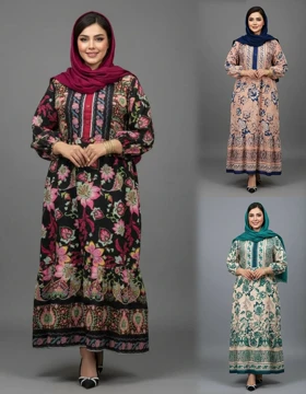 پیراهن ساحلی وارداتی دکمه دار طرح گلدار 7314