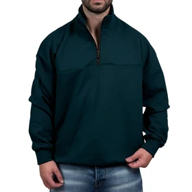 دورس مردانه یقه نیم زیپ سبز طرح ساده