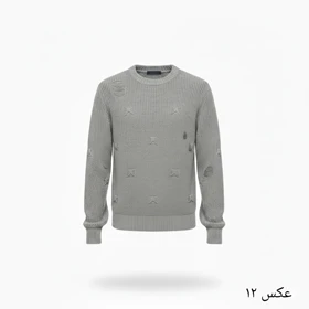 پلیور بافت خاکستری یقه گرد زاپ مینیمال فری سایز لش