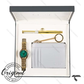ساعت کادویی کرست مدل 9034-3 طلایی صفحه سبز Crest-11229-L