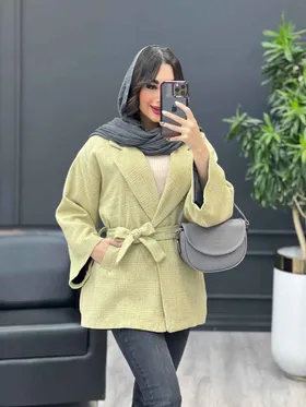 پالتو چهارخونه کمر دار