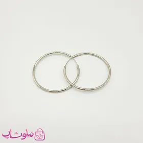 گوشواره حلقه‌ای ساده ژوپینگ نقره ای