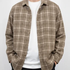 پیراهن پشمی با طرح چهارخانه قواره باکسی و آزاد گرم دار و گرم مناسب زمستان 1001