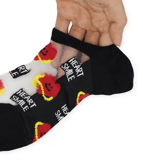 جوراب قوزکی شیشه‌ای طرح قلب مشکی
