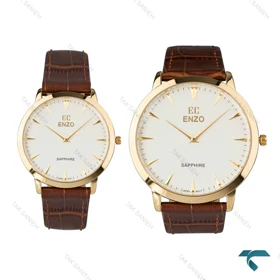 ساعت ست انزو EC-1702GESطلایی بند چرم قهوه ای Enzo-8111-S