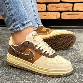 کفش کتانی اسپرت مردانه رنگ کرم مدل نایک NIKE AIR FORCE