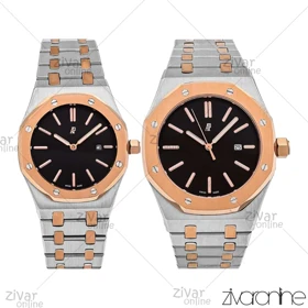 ست ساعت اودمار پیگه (AP) رزگلد نقره ای صفحه مشکی 106756