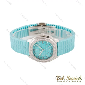 ساعت پتک فیلیپ آکوانا زنانه سیلور آبی نگین‌دار Patek-5609-L