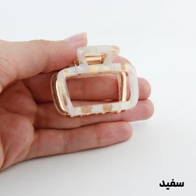 کلیپس دخترانه فلزی مستطیل خطی آبرنگی کوچک (سفید)