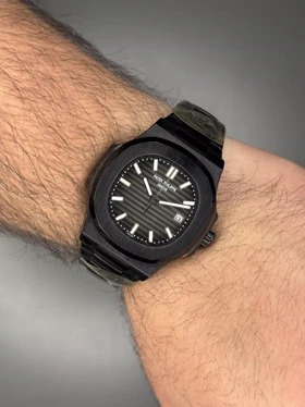 ساعت مچی پتک فیلیپ مشکی موتور اتوماتیک صفحه دودی Patek Philippe Nautilus