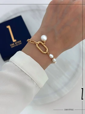 دستبند سگک‌دار مروارید آویز