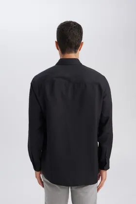 پیراهن آستین بلند ساده و ساده با یقه توری مدل دار مشکی رنگ D3376ax24au D3376AX24AU