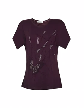 بلوز آستین کوتاه زنانه ویسکوز طرح پروانه