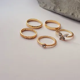 پک انگشتر استیل طرح پروانه و رینگ