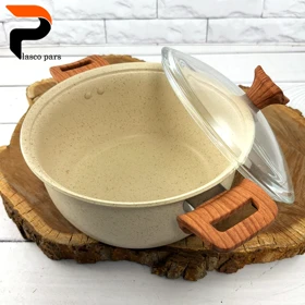 قابلمه 24 ونیز دسته چوبی درب پیرکس کرمی هاناتک