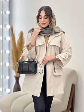 بارانی کمرگت چهارجیب پیله