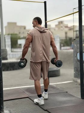 ست هودی و شلوارک وست نایک کرم nike