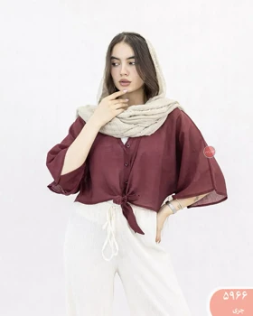 شومیز شیشه ای گره‌ای زنانه 5966 | الینور