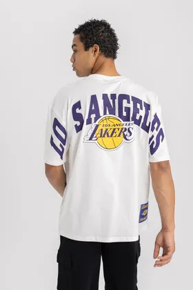تیشرت آستین کوتاه یقه کوتاه Nba لس آنجلس لیکرز اورسایز Fit Fit B3894ax24sp B3894AX24SP