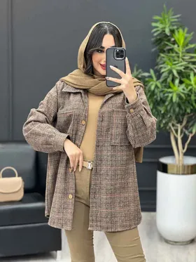 شکت دو جیب دکمه چوبی