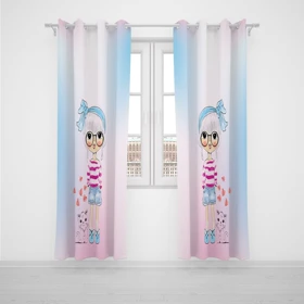 پرده پانچی اتاق کودک برند مینوریا طرح دخترانه کد p-552