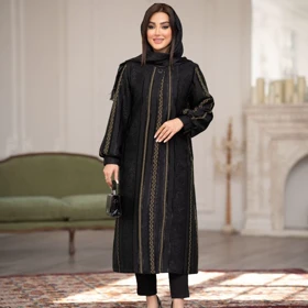 مانتو مشکی سایز بزرگ مدل ملین کد 1550