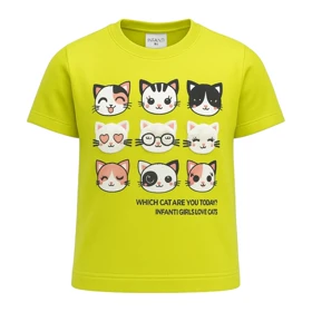 ست تیشرت آستین کوتاه و شلوارک راحتی دخترانه مدل PJ1066