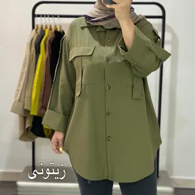 B678- مانتو کتان جیب بندی