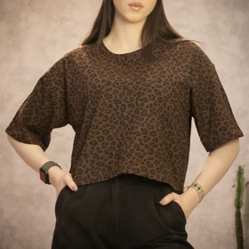 تیشرت باکسی کراپ زنانه مدل wct023