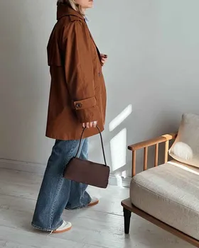 ترنچ کت Drop قد کوتاه (شتری)