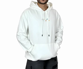 هودی سفید اورسایز گرافیکی SCKER - طرح چاپ پشت - مناسب استایل یونیسکس