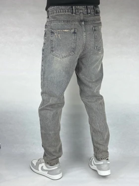 شلوار جین مردانه مام فیت طوسی ساده 151