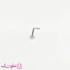 پیرسینگ بینی میخی نگین‌دار سفید نقره ای کد 218