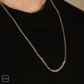 گردنبند نقره مردانه کارتیه تخت تراش کد 0251223