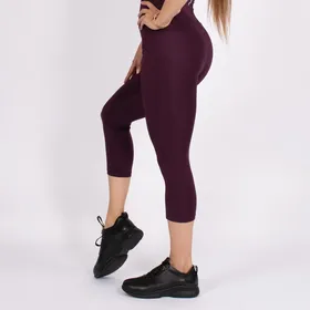 لگ اسلیم افکت جیب‌دار بادمجانی قد 75 - Agi Slim Effect Leggings Mürdüm