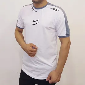 تیشرت مردانه نایک NIKE رنگ سفید طوسی آستین کش