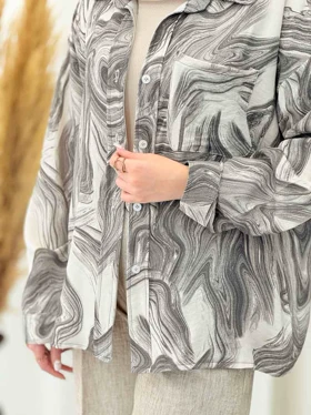 شومیز آبرنگی تک جیب