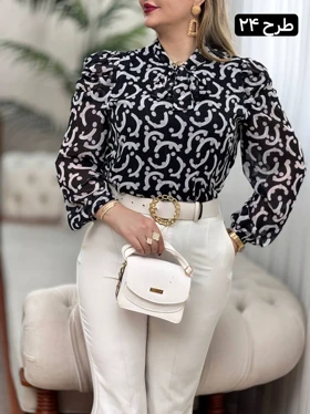 شومیز حریر آستین پف 2705