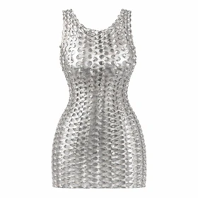 پیراهن دیسکویی فلسی رنگ نقره ای برند ویتاریتا کد 882