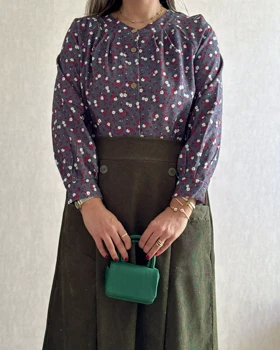 شومیز مخمل کبریتی طرحدار 4