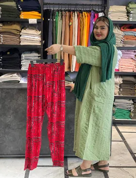 شلوار نخی پلاس سایز لادن کد : 483